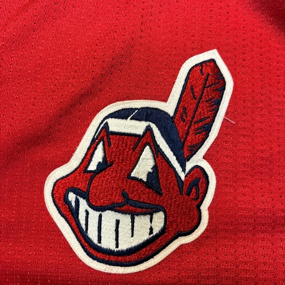Vintage 90s Cleveland Indians MLB Chief Wahoo Majestic Jersey XXL RED USA - Picture 2 of 12